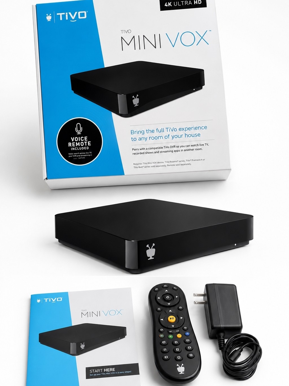 TiVo Mini VOX 4K Ultra HD Streaming DVR Extender w/ Voice Remote
